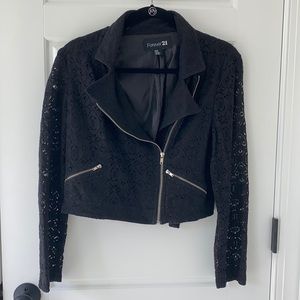 Black Lace Cropped Jacket